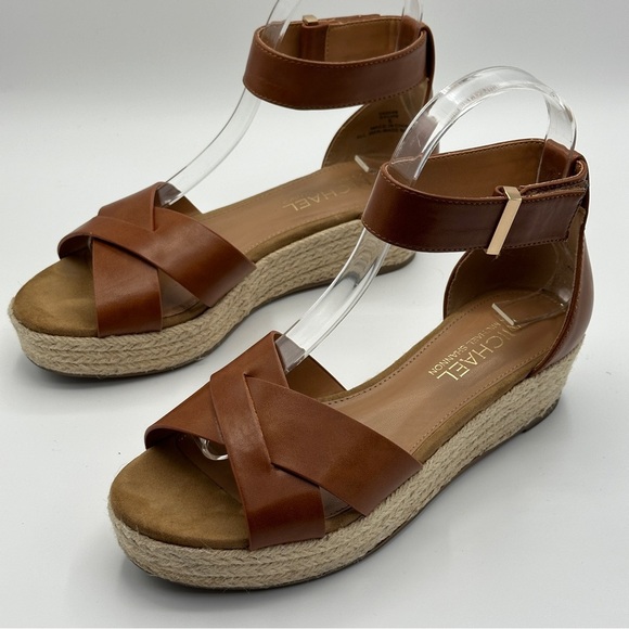 Michael By Michael Shannon Sylvie Ankle Strap Peep Toe Sandal Brown Size 6 - Picture 1 of 9